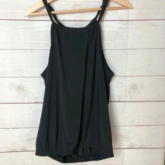 Macbeth Collection Black Wrap Front High Neck Tank Top S - Picture 4 of 7